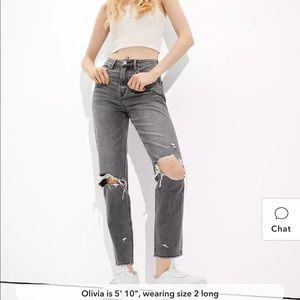 AE highest waist ripped mom jeans size 8 short